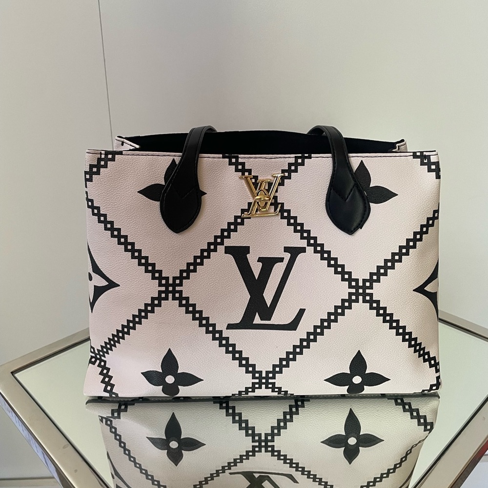 Monogram tote bag with matching wristlet